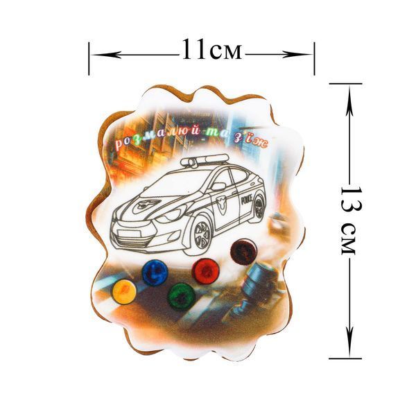 Пряник раскраска с подложкой Крафт Печенье Полицейская машина 85г 4966 фото