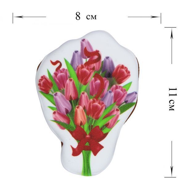 Пряник с принтом Крафт Печенье 8 марта Букет тюльпанов 45г 4612 фото