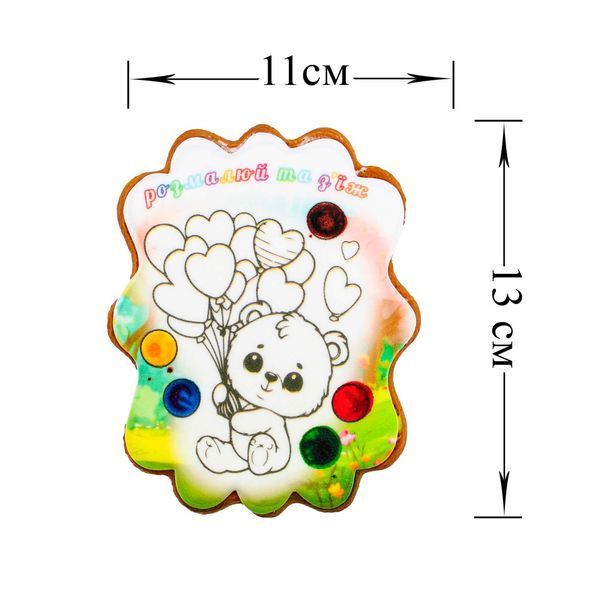 Пряник розмальовка з підкладкою Крафт Печиво Ведмедик з кульками 85г 4975 фото