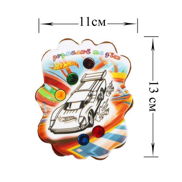 Пряник розмальовка з підкладкою Крафт Печиво Машинка "Hot wheels" 85г 4969 фото